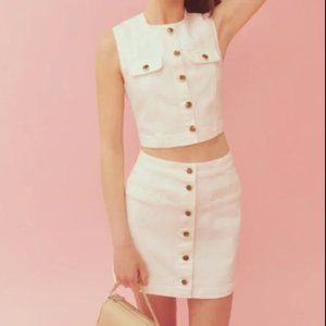 Reformation Jeans White tank and skirt